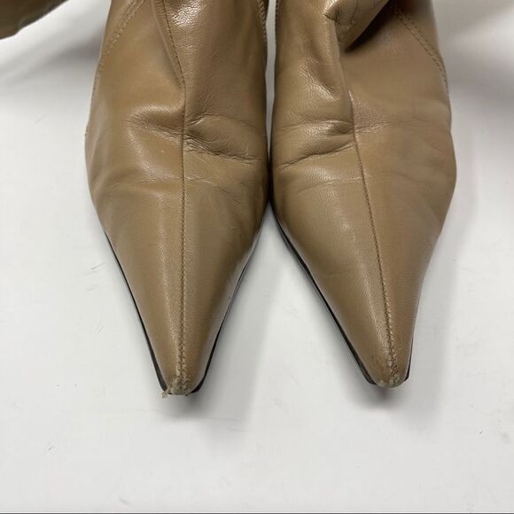 ALDO Boots High Heel Boots Mid Calf 
Tan Pointed Toe Quality Leather Size 7.5 38 - Picture 4 of 9